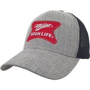 Tee Luv Miller High Life Hat - Miller Trucker Style Beer Baseball Cap (Grey and Black)