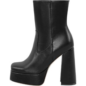 Women's Platform Square Toe Chunky Heel Ankle Boots