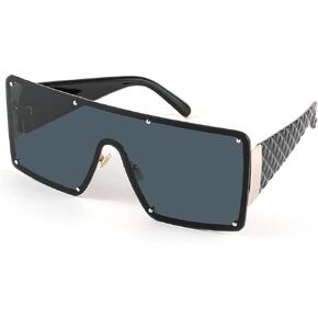 FEISEDY Oversized Square Sunglasses for Women Men Flat Top Shield Sunglasses One Piece Frameless Shades B2767