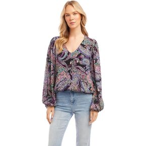 Women's Plus Size Long Sleeve Blouson Top