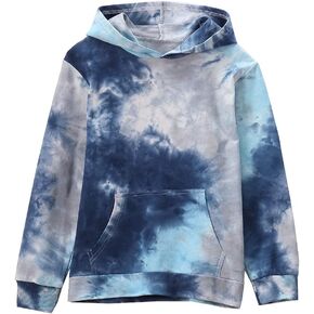 Little Boys Girls Cotton Tie Dye Hoodies Long Sleeve Pullover Sweatshirts for Big Kids 5-15Years