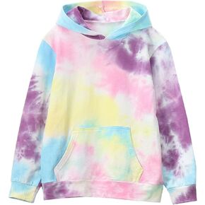 Little Boys Girls Cotton Tie Dye Hoodies Long Sleeve Pullover Sweatshirts for Big Kids 5-15Years