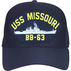 USS Missouri BB-63 Baseball Cap. Navy Blue. Made in USA