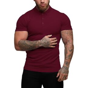 Men's Polo Shirt Long Sleeve Sport Golf T-Shirt Muscle Fit Cotton