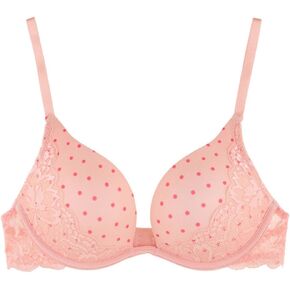 Undies.com Women's Microfiber and Lace Push Up Plunge Bra