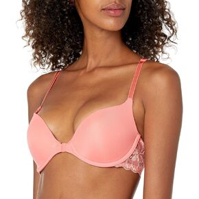 Women's Microfiber and Lace Racerback Push-up Bra with Front Closure