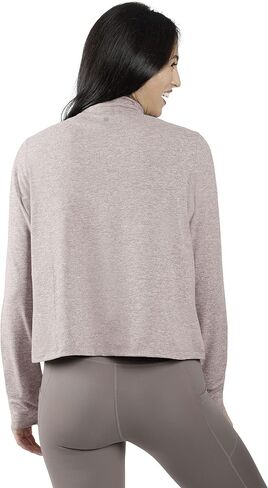 90 Degree By Reflex Cropped Two Tone Heather Long Sleeve Quarter Zip Jacket in Saudi Arabia