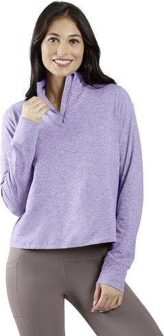 90 Degree By Reflex Cropped Two Tone Heather Long Sleeve Quarter Zip Jacket in Saudi Arabia