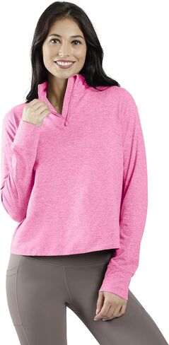 90 Degree By Reflex Cropped Two Tone Heather Long Sleeve Quarter Zip Jacket in Saudi Arabia