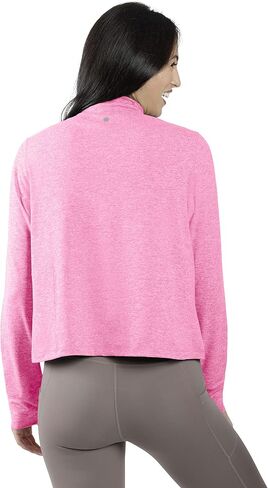 90 Degree By Reflex Cropped Two Tone Heather Long Sleeve Quarter Zip Jacket in Saudi Arabia
