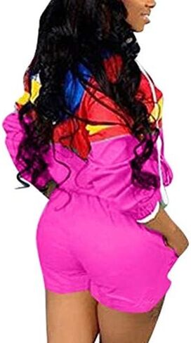 طقم ملابس نسائية من EOSIEDUR مكون من قطعتين بدلة رياضية سترة واقية من الرياح وسترة قصيرة مع قلنسوة in Kuwait