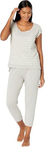 Karen Neuburger Women's Short-Sleeve Stripe Tee Shirt and Capri Jogger Pajama Set Pj in Saudi Arabia