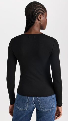 بلوزة Madewell النسائية ذات الرقبة الزاوية والأكمام الطويلة in Saudi Arabia
