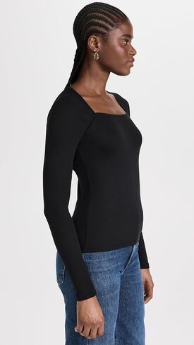 بلوزة Madewell النسائية ذات الرقبة الزاوية والأكمام الطويلة in Saudi Arabia