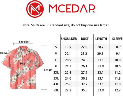 قمصان هاواي رجالي من MCEDAR فضفاضة بأكمام قصيرة وأزرار للأسفل، قميص شاطئ ألوها الاستوائي - كبير وطويل in Kuwait