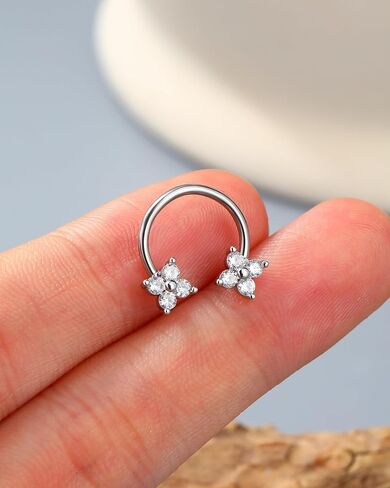 Jewseen Septum Rings 16g Septum Jewelry Gold Cartilage Earring Surgical Steel Daith Piercing Jewelry Nose Ring Hoop Clover Helix Conch Tragus Earrings for Women Men in Saudi Arabia