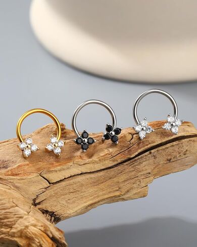 Jewseen Septum Rings 16g Septum Jewelry Gold Cartilage Earring Surgical Steel Daith Piercing Jewelry Nose Ring Hoop Clover Helix Conch Tragus Earrings for Women Men in Saudi Arabia