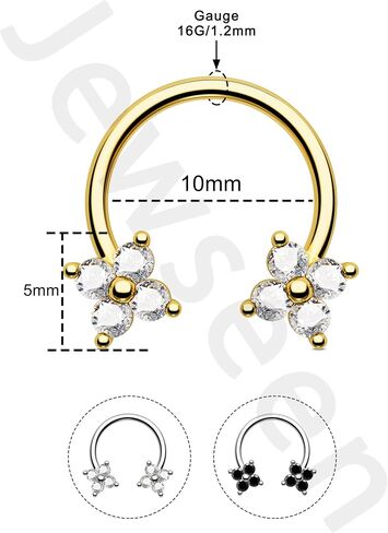 Jewseen Septum Rings 16g Septum Jewelry Gold Cartilage Earring Surgical Steel Daith Piercing Jewelry Nose Ring Hoop Clover Helix Conch Tragus Earrings for Women Men in Saudi Arabia