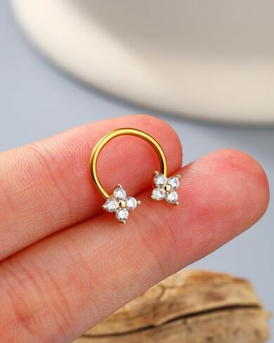 Jewseen Septum Rings 16g Septum Jewelry Gold Cartilage Earring Surgical Steel Daith Piercing Jewelry Nose Ring Hoop Clover Helix Conch Tragus Earrings for Women Men in Saudi Arabia