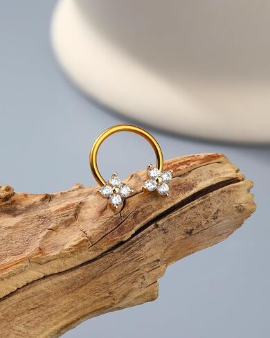 Jewseen Septum Rings 16g Septum Jewelry Gold Cartilage Earring Surgical Steel Daith Piercing Jewelry Nose Ring Hoop Clover Helix Conch Tragus Earrings for Women Men in Saudi Arabia