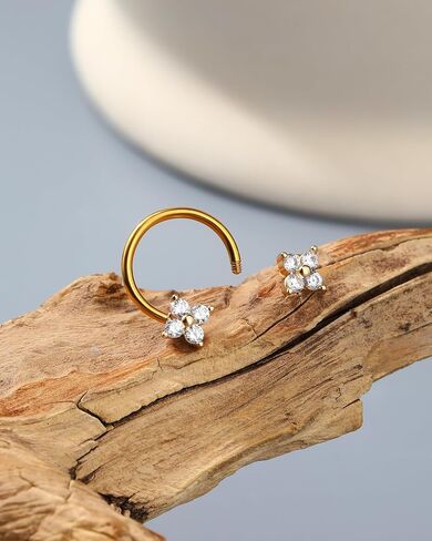 Jewseen Septum Rings 16g Septum Jewelry Gold Cartilage Earring Surgical Steel Daith Piercing Jewelry Nose Ring Hoop Clover Helix Conch Tragus Earrings for Women Men in Saudi Arabia