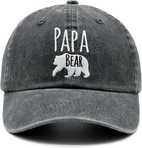 Waldeal Men's Papa Bear Embroidered Washed Denim Adjustable Baseball Cap Dad Hat in Saudi Arabia