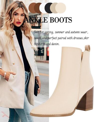 حذاء نسائي من Rilista بفتحة على شكل حرف V للكاحل بمقدمة مدببة وكعب مكدس وأحذية بسحاب جانبي in Kuwait