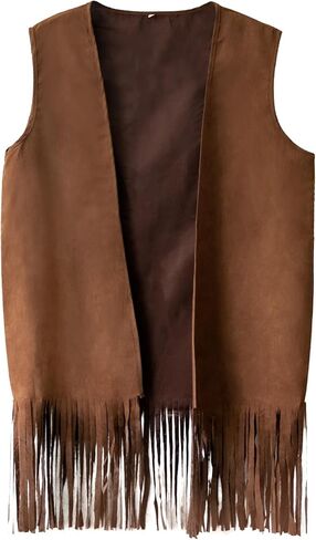 LiuSuper 5 قطع أزياء الهبي مجموعة هامش سترة شعر مستعار بني سترة زي ملحق للرجال النساء 60s 70s موضوع حفلة الهالوين التنكرية in Kuwait