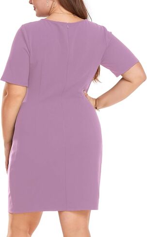 فستان LALAGEN نسائي مقاس كبير بأكمام قصيرة مكشكش فستان قصير غير رسمي بفتحة جانبية غمد نادي كوكتيل فساتين حفلات الكوكتيل in Kuwait