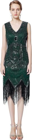 Metme Women's Flapper Dress 1920s V Neck Beaded Fringed Gatsby Theme Roaring 20s Dress for Prom in Kuwait