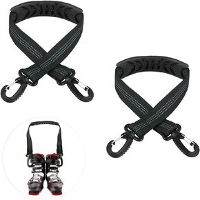 2pcs Ski and Boot Carrier Straps, 20.7x1 Inch Portable Ski Carrier Straps with Anti-Skid Pad and Double-Ended Buckles, Winter