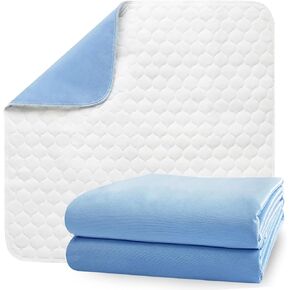 Washable Underpads 34"x36" (2 Pack) 4-Layers Waterproof Bed Pads, Ultimate Protection for Incontinence, Bedwetting, and Pet Accidents - Durable and Reusable