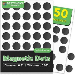 Round Magnets, Flexible Magnetic Dot with Self Adhesive 50Pcs Self Adhesive Magnet Dots 0.8" x 0.8" Peel & Stick Magnetic Sheets for Crafts Refrigerator