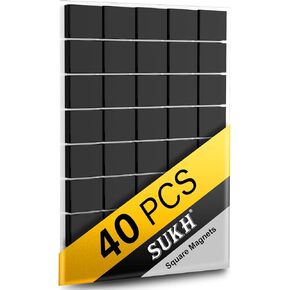 Square Magnets Magnetic Tape Strip - 40 PCS Sukh Magnet Sheets Magnets with Adhesive Backing Magnet on One Side Self Adhesive on The Other Side for Fridge Organisation,Art Project,Classroom