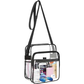Clear Bag Stadium Approved, Clear Crossbody Messenger Shoulder Tote Purse Bag for Concerts Sports Events Festivals
