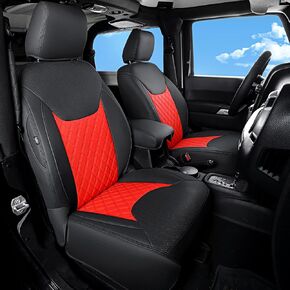 GIANT PANDA Customized Full Set Car Seat Covers for Jeep Wrangler 4 Door JK Unlimited Sahara Sport Rubicon X 2008 2009 2010, Faux Leather - (Black)
