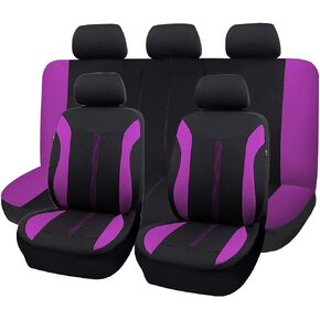 Flying Banner car Automotive seat Covers Full Set Low Bucket high Bucket 2 Fronts Breathable Rear Bench Split Lady Fashion Universal (2 Fronts-High Bucket, Pink Black)