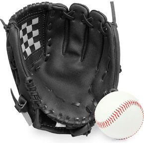 GROOFOO Baseball Glove and Ball for Kids Youth Adults Softball Teeball Training Left/Right Hand Glove with Soft Ball Set Brown/Black/Pink