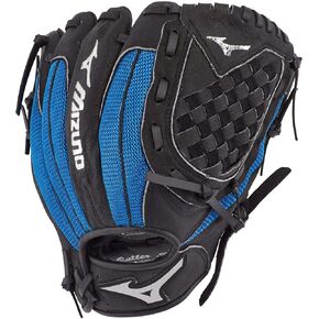 Mizuno GPP1050Y3RY Prospect Series PowerClose Baseball Gloves, 10.5", Left Hand Throw, Black/Royal Tartan Flex Web