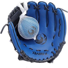 PHINIX Baseball Glove Tee Ball Mitts 8.5''-10'' with Foam Ball for Kids Play & Training
