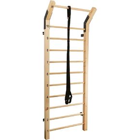 Swedish Ladder Wood Stall Bar – Physical Therapy & Gymnastics Ladder w/ 11 Strategic Rods - Ideal for Back Pain Scoliosis Exercise Equipment & Range of Motion