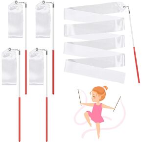 HyDren Gymnastics Ribbon Rhythmic Dancing Streamers Praise Ribbon Dancer Wand Twirling Baton for Adults Kids Ribbon Streamers for Talent Shows Artistic Dancing in Kuwait