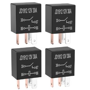 4 Pin 12V Relay 12V 30A Relay Multi Purpose Automotive Relay Black Starter Relay Car Heavy Duty Relay for Car Motor Automotive Replacement Accessories (4 Pieces)…