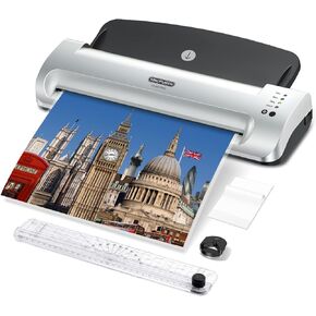 Laminator Machine, SINOPUREN 13-inch Thermal Laminator, with Paper Trimmer, Corner Rounder, 10 Pouches Sheets, Quick Warm-Up, Cold and Hot Laminating for Home/School/Office