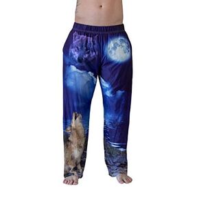 BRIEF INSANITY Wolf Lounge Pajama Pants for Men and Women | Humorous, Funny, Comfortable Bottoms - Wolf Moon Print