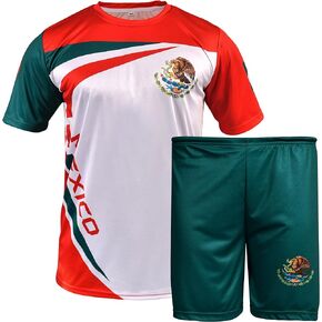 Mexico Kids Soccer Jersey & Short for Boys Girls Youth for Mexican Kids Soccer Unifrom