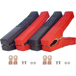 4PCS Battery Jumper Cable Clamps, Heavy Duty Pure Copper Car Battery Clamps, 500-1000A Battery Alligator Clamps, Jumper Cable Ends Suitable for All Kinds of Cars and Boats