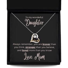 to My Wonderful Daughter, Message Card Necklace, Jewelry to My Daughter from mom Gifts, Mom, Model 64028