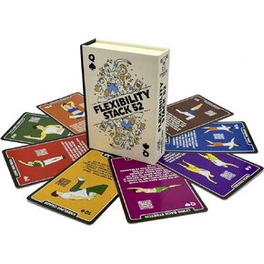 Flexibility Exercise Cards. Learn Static and Dynamic Stretches. Video Instructions Included. Perfect for Workout Warm Ups and Cooling Down. Increase Joint Range of Motion. (Updated Deck)