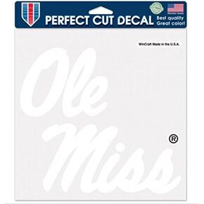 WinCraft NCAA University of Mississippi Ole Miss Rebels 8 x 8 inch Perfect Cut White Decal